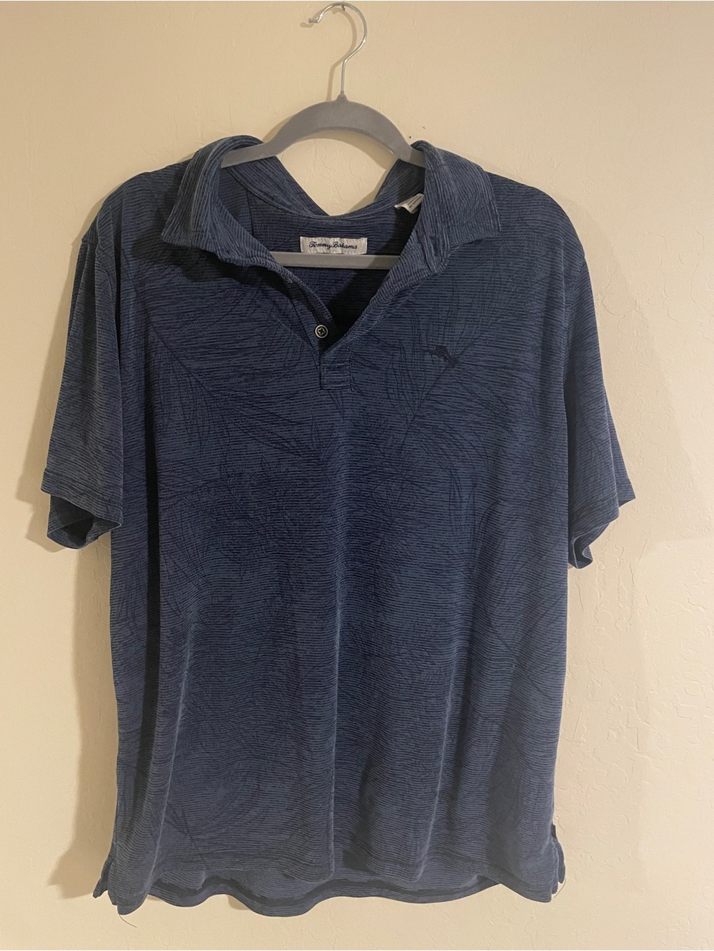 Men’s Tommy Bahama Blue Short-Sleeve Polo with Subtle Texture